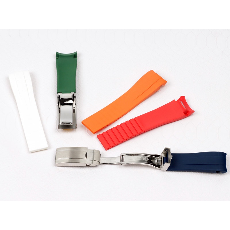 Dây Đeo Đồng Hồ Bằng Cao Su Silicon Màu Đen 20mm Chống Nước Kèm Khóa Cho Rolex