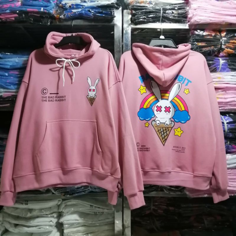 Áo khoác hoodie BAD RABBIT form rộng unisex (Ảnh thật)