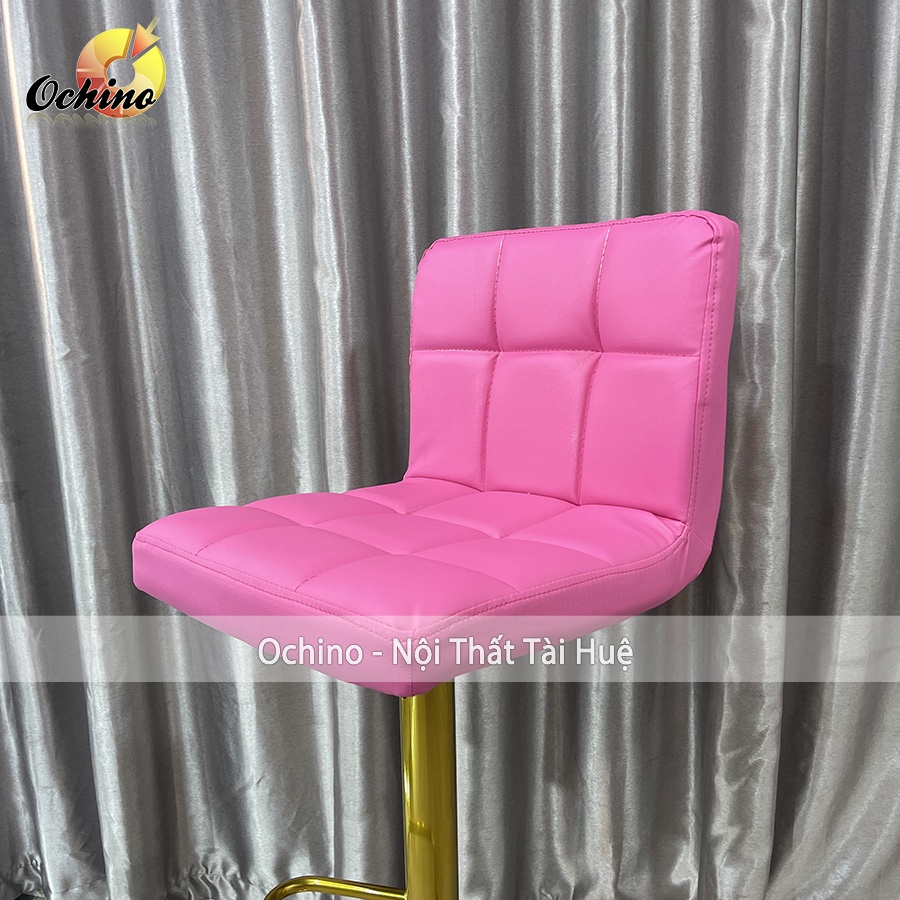 Ghế Bar, Ghế Trang Điểm Mẫu vịn tay inox không tay Chân Vàng K1 Sang Chảnh Điều Chỉnh Độ Cao 60/80 Và Xoay 360 Độ