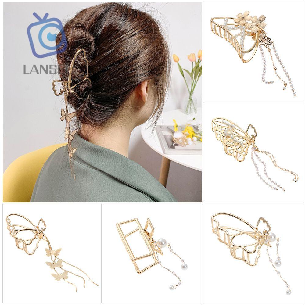 Kẹp Tóc Hợp Kim Hình Đuôi Cá Đính Ngọc Trai Phối Tua Rua Thời Trang