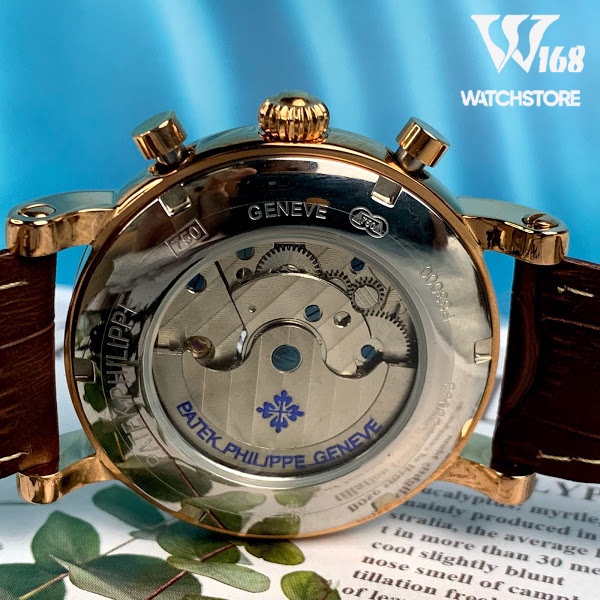Đồng Hồ Nam PP GENEVE Viền Trơn Máy Cơ Automatic 41-42mm Chống Nước 5ATM