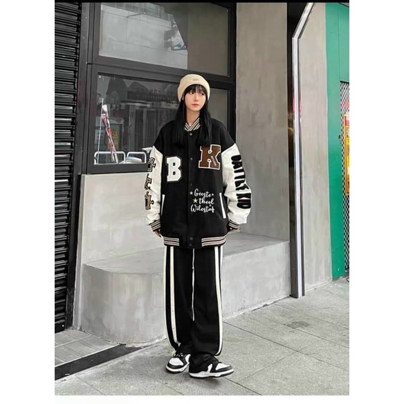 Varisty Jacket Bomber chữ BK - Bomber Nỉ In chữ unisex