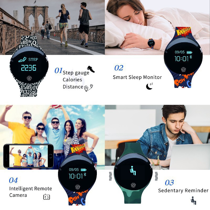 Đồng hồ thông minh SANDA nhắc nhở cuộc gọi cho iOS/ Android, thể thao đơn giản cho nam và nữ 2020