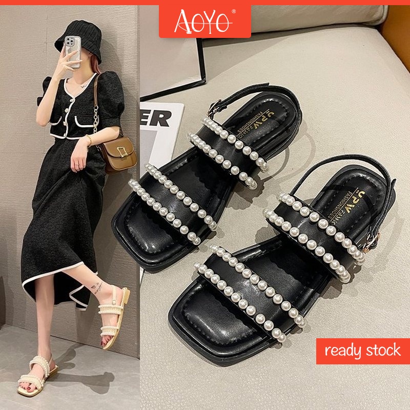 Xăng đan Nữ Đính Ngọc Trai Thời Trang Hàn Quốc