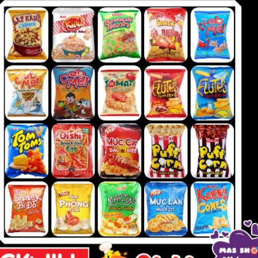 COMBO MIX 10 GÓI SNACK OISHI NGẪU NHIÊN_TẶNG THÊM 1 GÓI TC 11GÓI