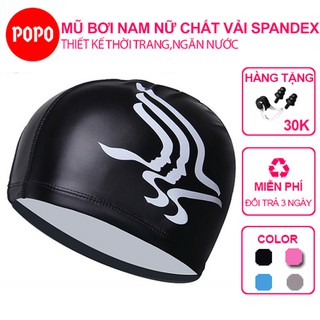 Mũ bơi nón bơi người lớn chính hãng POPO CA37 nón bơi chất vải Spandex ngăn nước, chất liệu silicone