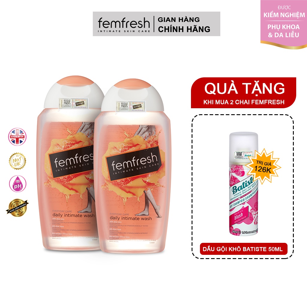 [MUA 2 TẶNG 1] COMBO 2 Dung Dịch Vệ Sinh Phụ Nữ Femfresh Daily Intimate Wash Dùng Hàng Ngày 250ml TẶNG Quà Siêu Xinh