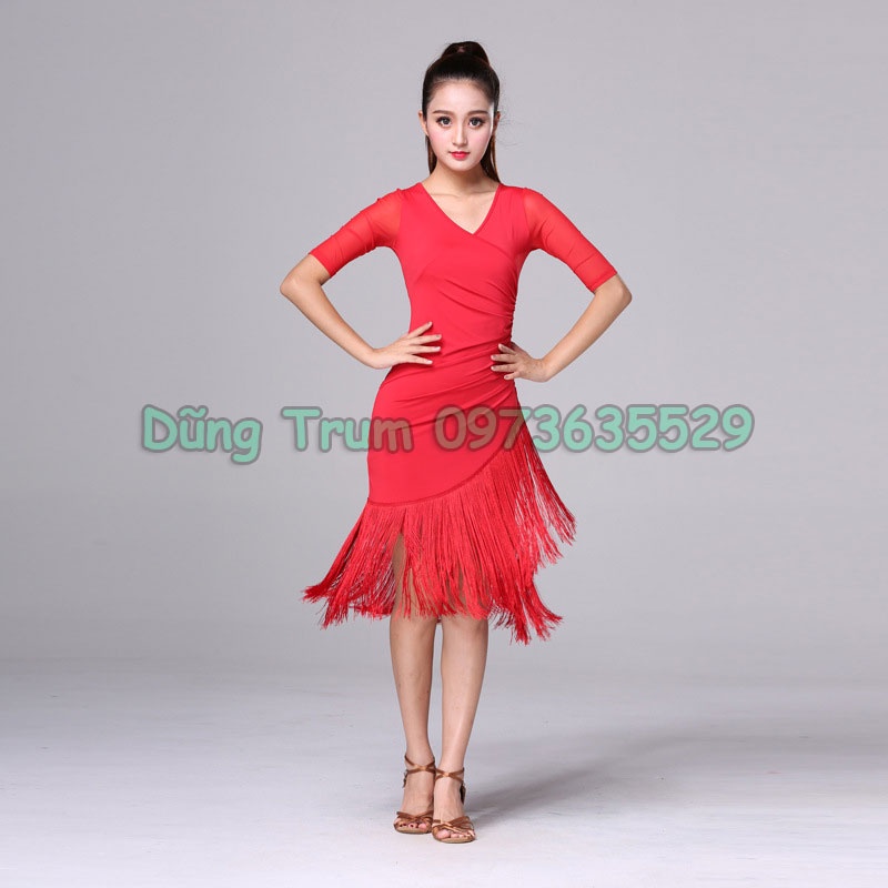 Váy Khiêu Vũ Tua Rua Dài Tay Phong Cách Trẻ Trung Siêu Đẹp