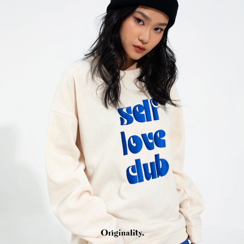 ÁO NỈ THUN TAY DÀI THÊU CHỮ - SELFLOVECLUB SWEATER