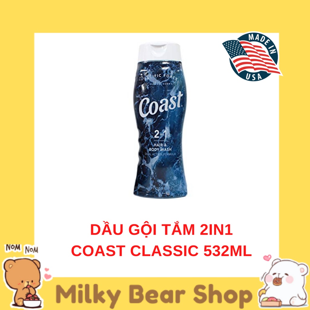 [MỸ] DẦU GỘI TẮM 2IN1 COAST CLASSIC NAM 532ML