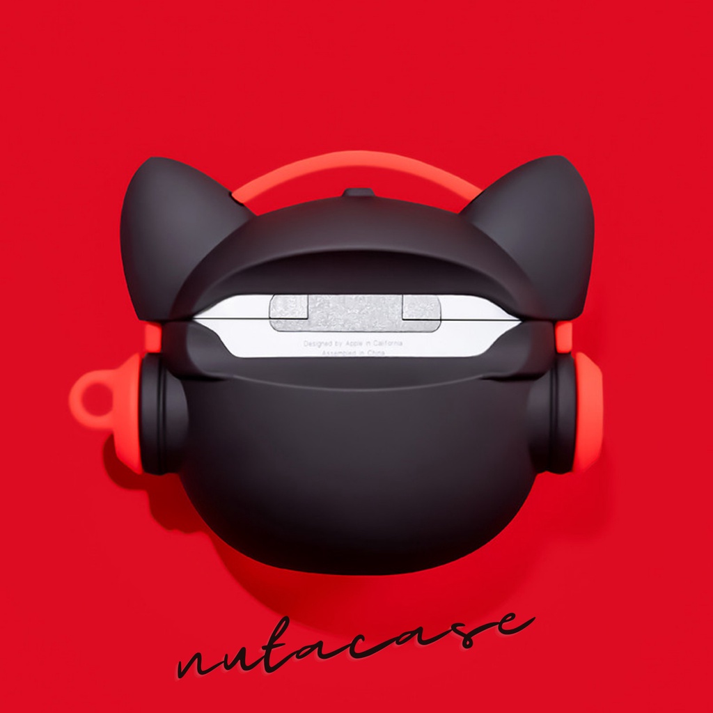 Vỏ bảo vệ tai nghe bluetooth Airpods bằng Sillicone dẻo, ốp Case cute, Airpods 2/pro BULL TAI ĐỎ chống va đập