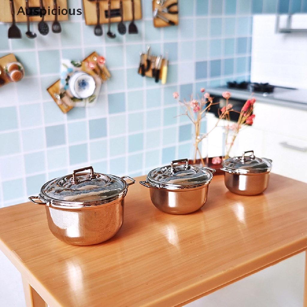 Nồi Nấu Ăn Bằng Thép Không Gỉ Tỉ Lệ 1 / 12 Trang Trí Nhà Búp Bê