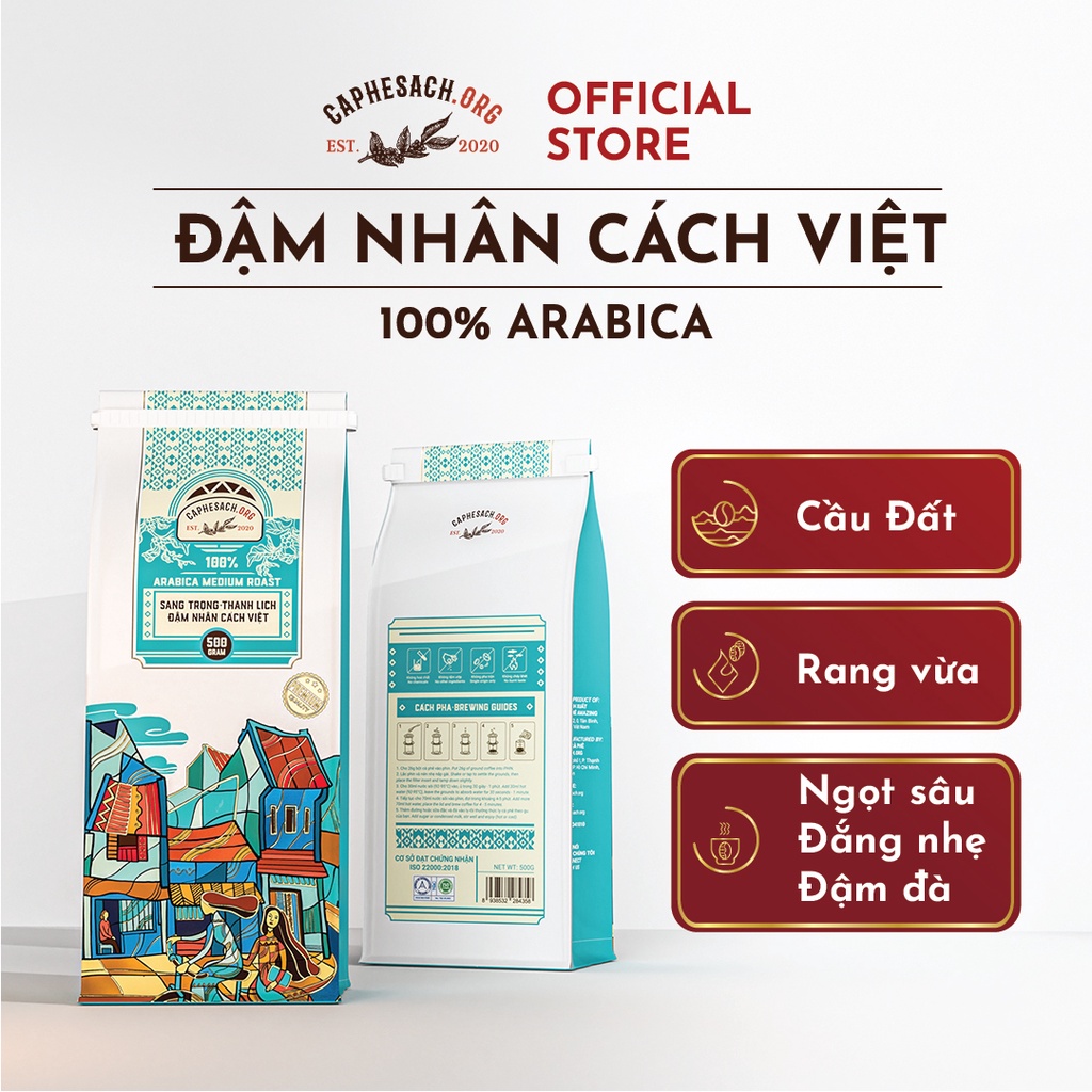 Cà phê pha phin ARABICA ĐẬM NHÂN CÁCH VIỆT 500g - Caphesachorg