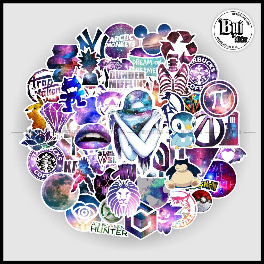 Sticker GALAXY cute, dễ thương mẫu HOT nhất dán trang trí laptop, mũ nón bảo hiểm, vali, xe tay ga