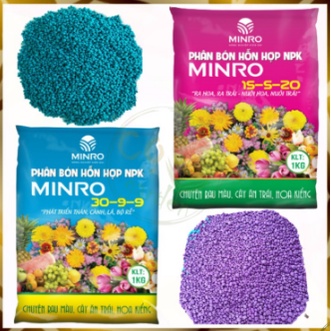 COMBO MINRO 1KG phân bón NPK 30-9-9+TE và 1KG phân bón NPK 15-5-20+TE shopVTNN