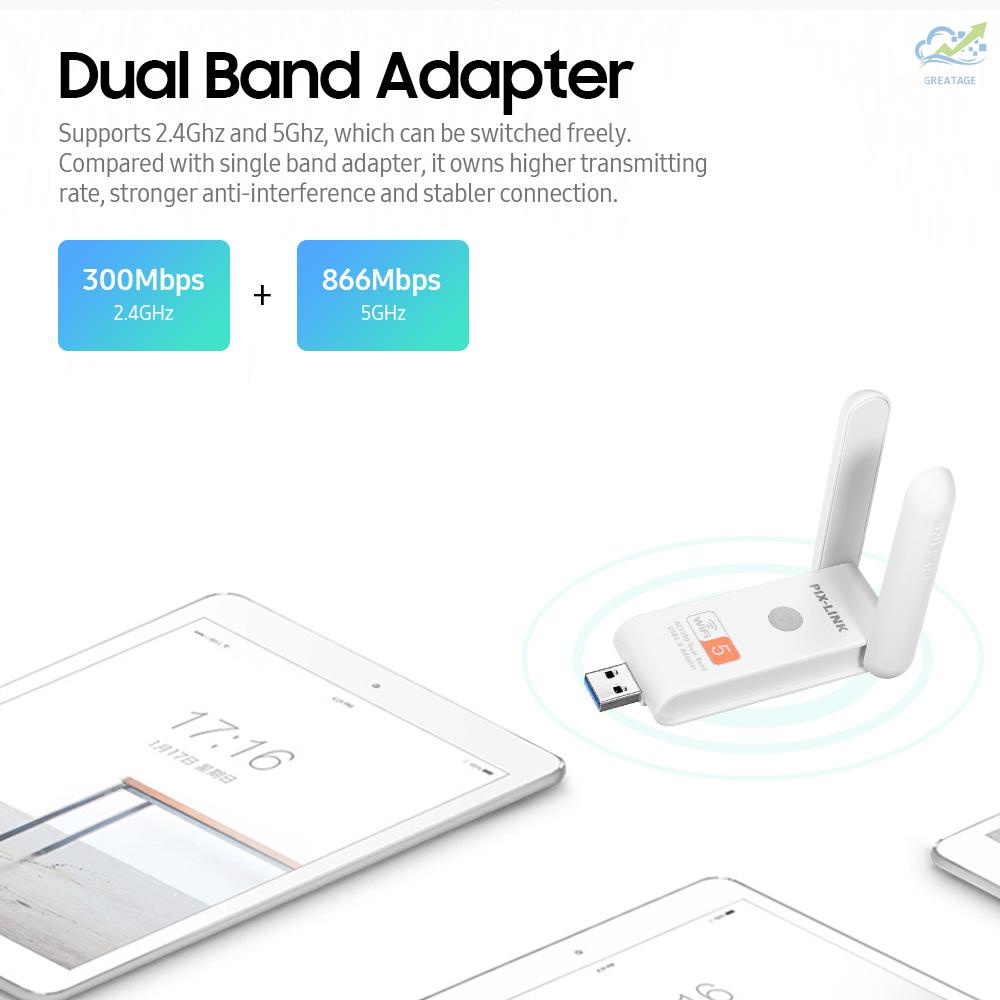 Mới Usb Wifi 2.4g (Up To 300mbps) & 5g (Up Sang 866mbps) / 2 Ăng Ten Cao Cấp | BigBuy360 - bigbuy360.vn