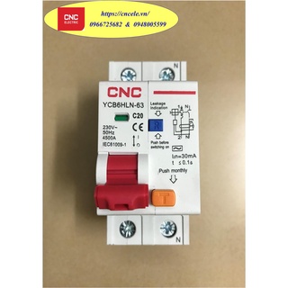 Aptomat cnc chống giật: rcbo 1p+n 20a; icu = 4.5ka; attomat hãng cnc