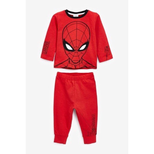 Set 2 bộ cotton dài tay Spiderman đỏ đen 11-24kg