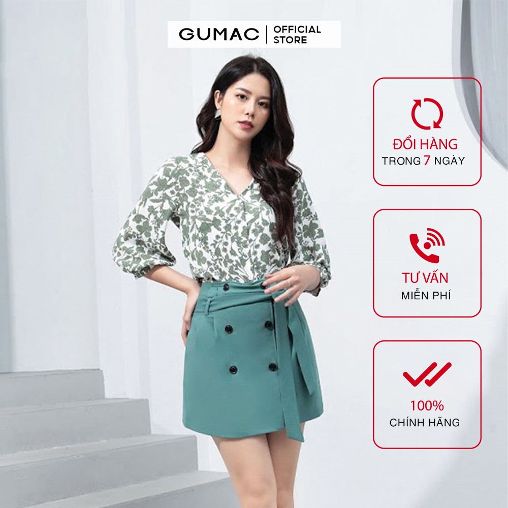 [Mã WABRGU152 giảm 10% tối đa 50k đơn từ 250k] Chân váy nữ chữ A phối nút VA10205 GUMAC