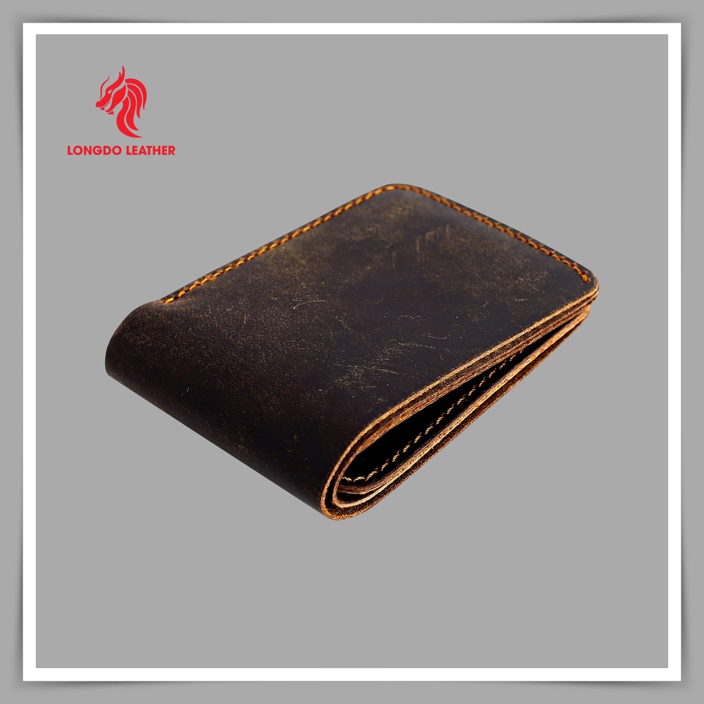 Ví nam da bò sáp da bò thật - Bảo hành 5 năm - Hàng chính hãng thương hiệu Longdo Leather - B03