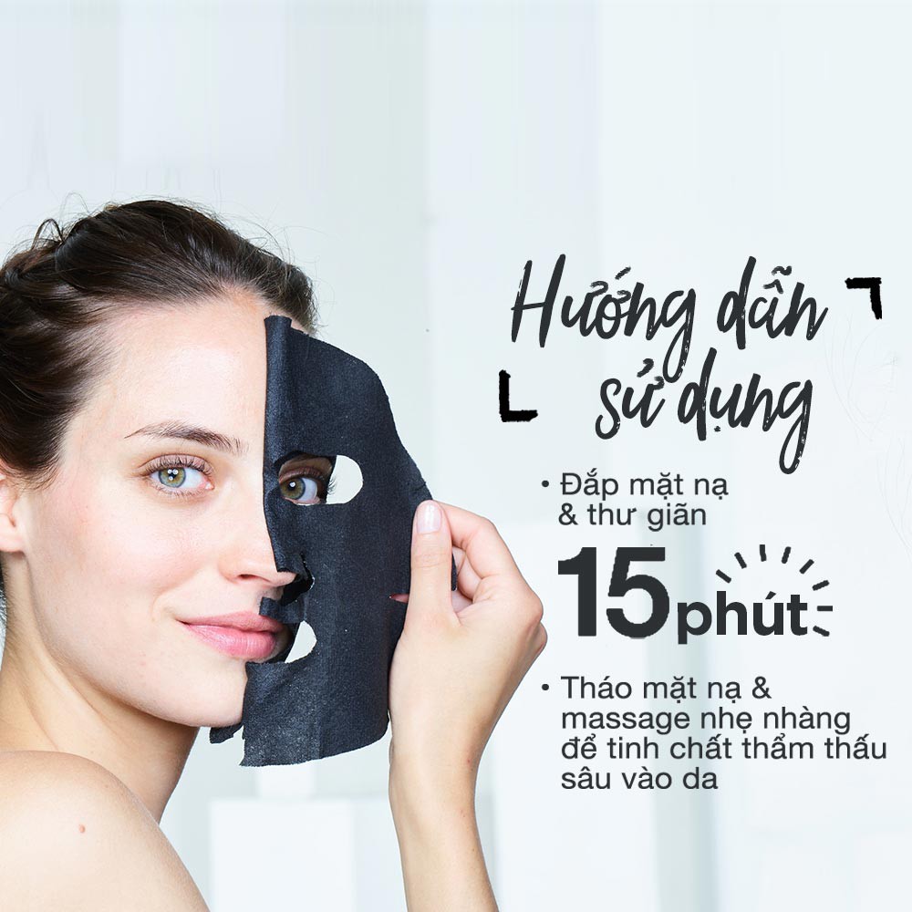 Mặt Nạ Garnier Black Serum Mask Pure Charcoal Glow Reviving Hydration Tinh Chất Gạo Đen Cấp Ẩm 28g