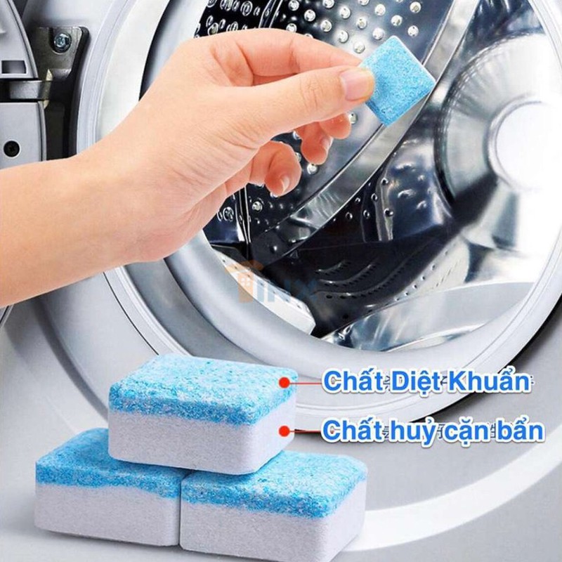 12 viên sủi tẩy vệ sinh lồng máy giặt - Viên tẩy sạch cặn bẩn, diệt khuẩn hoàn toàn lồng máy giặt