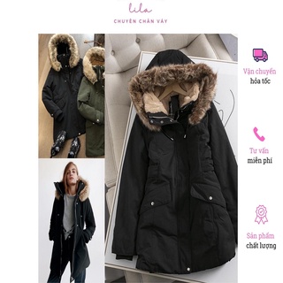 Áo Parka Zara chần bông màu đen chùm qua mông cực kì ấm