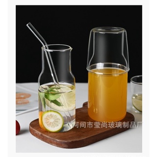 Bình đựng nước thủy tinh, chai/ bình rót sữa có miệng rót, có nắp 360ml- 500ml, lọ nước detox