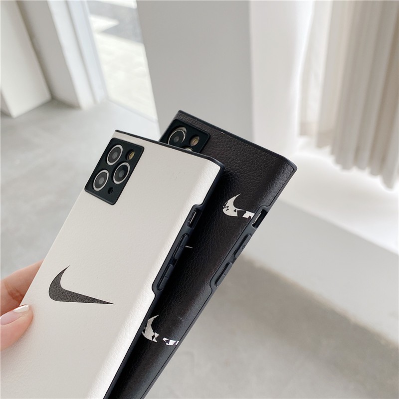 Ốp lưng iPhone 11 Pro Max / iPhone12 / iPhone X / iPhone 7 Plus / iPhone 8 / iPhone 6 đen trắng hộp đựng điện thoại TPU vuông tiêu chuẩn