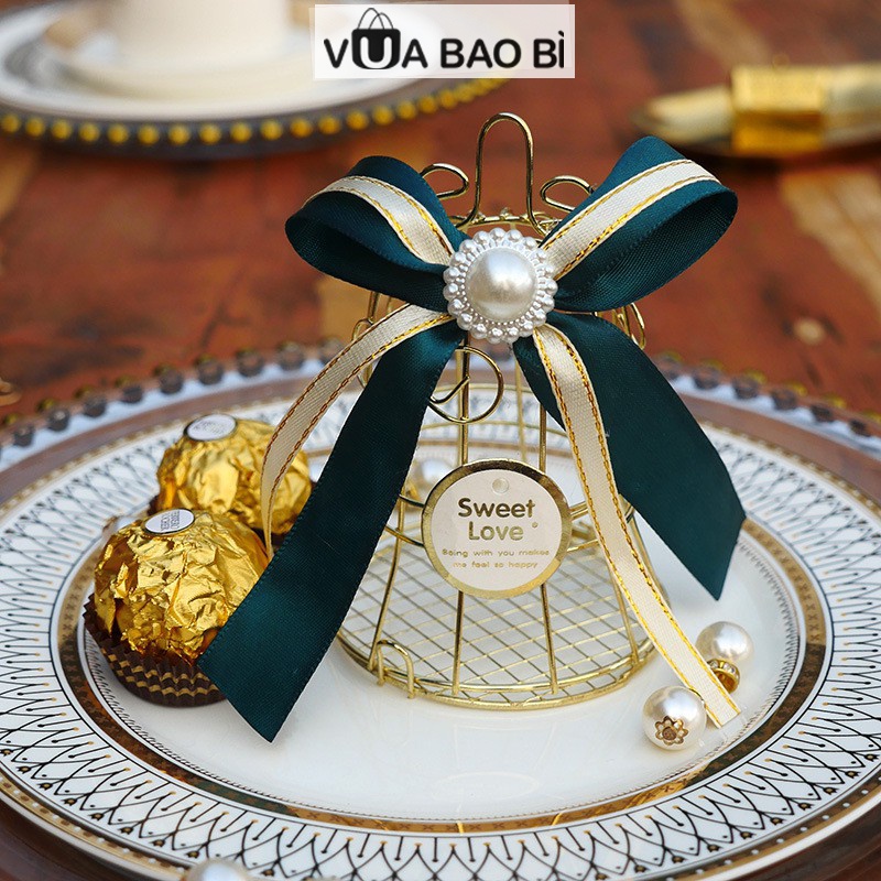 Hộp đựng quà giỏ kim loại mini, hộp lồng chim đựng bánh kẹo trang trí giỏ quà, sự kiện VUA BAO BÌ