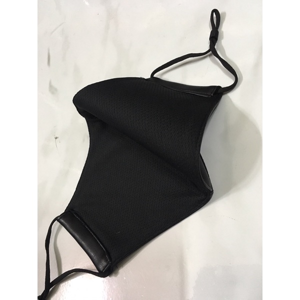 Khẩu trang da in logo cao cấp - Khẩu trang vải thời trang unisex size người lớn