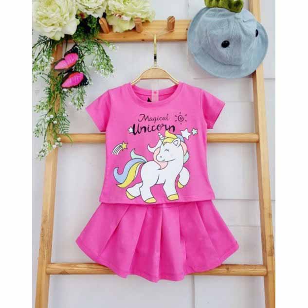 [HOT] SET ÁO KÈM CHÂN VÁY XÒE IN HÌNH PONY UNICORN CHẤT COTTON MỀM MÁT SIÊU ĐÁNG YÊU CHO BÉ 8-24KG