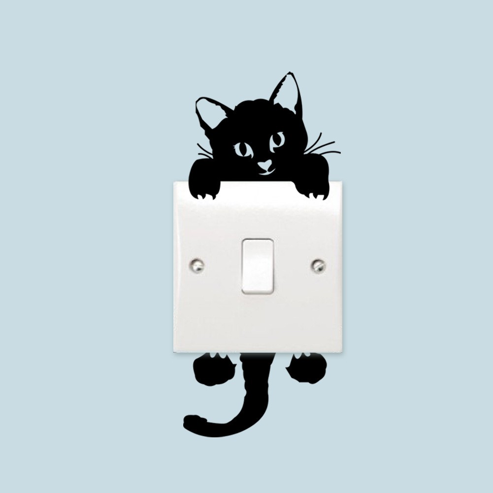 Cat Wall Switch Stickers Room Art Decor Decals for Kids
