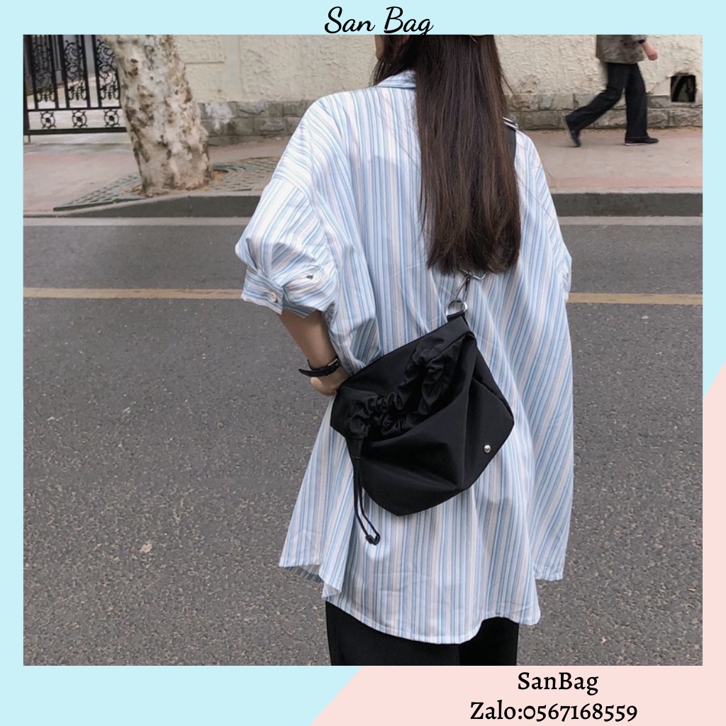 Túi xách đeo vai cho nam và nữ thiết kế ngách dây rút khóa kim loại cao cấp Ulzzang siêu xinh ❤️