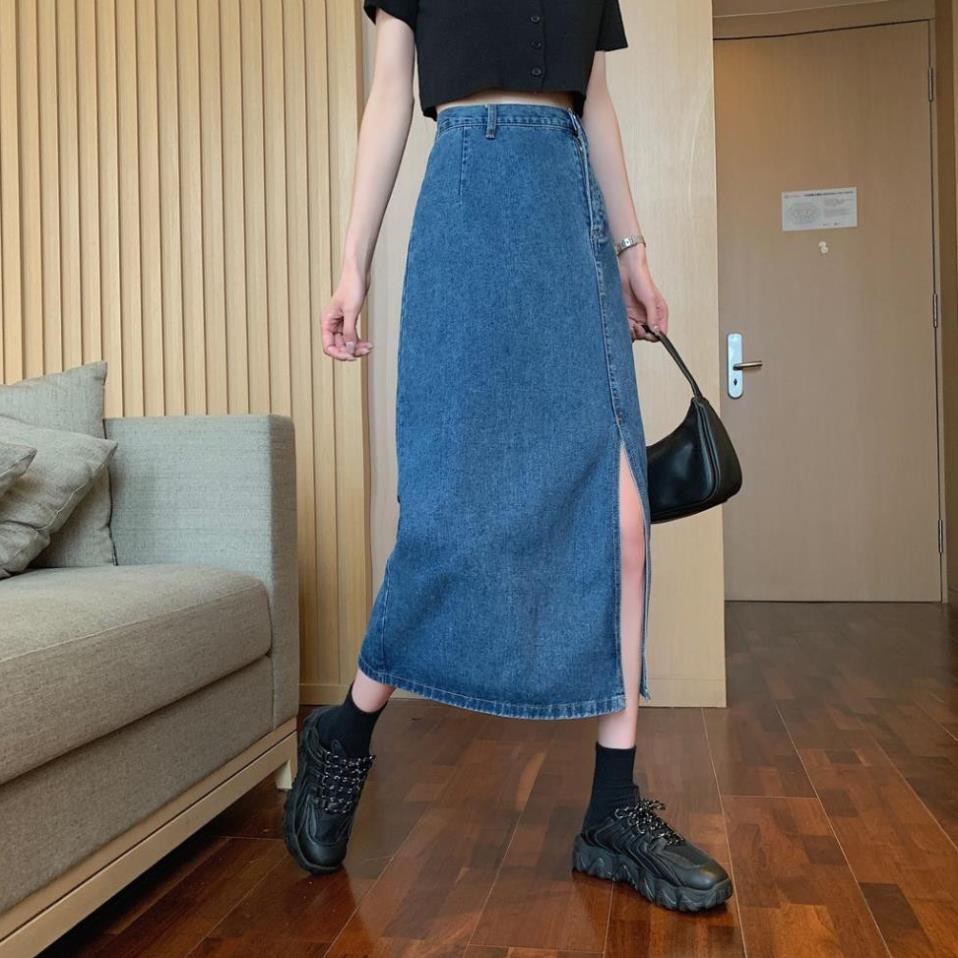 Chân Váy Dài, Chân Váy Denim Chữ A Lưng Cao Xẻ Tà Phong Cách Hàn Quốc - HINO | BigBuy360 - bigbuy360.vn
