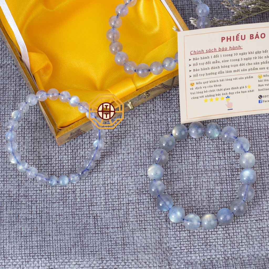 Vòng Tay Phong Thủy Đá XàCừ - Hắc Nguyệt Quang [TẶNG HỘP GỖ] nam nữ mệnh Kim Mộc Thủy Hỏa Thổ - Phong Thủy Tây Tạng