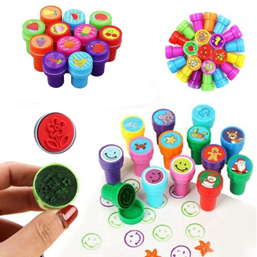 Set 10 đồ chơi in dấu thiết kế động vật hỗ trợ học tập nhận biết dành cho trẻ em