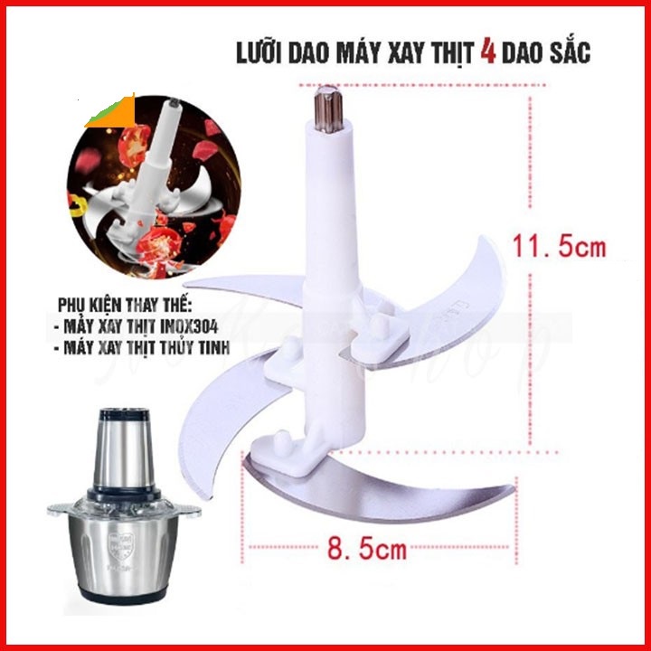 Bộ lưỡi dao 4 cánh thay thế máy xay thịt inox 304