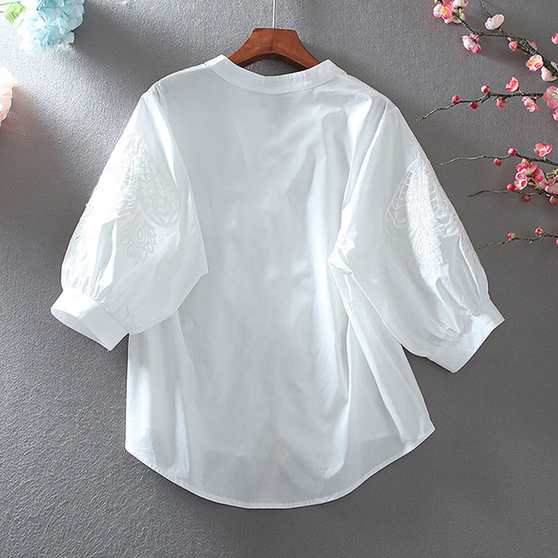 Áo Sơ Mi Nữ Tay Dài 7 / 4 Họa Tiết Thêu Thời Trang | BigBuy360 - bigbuy360.vn