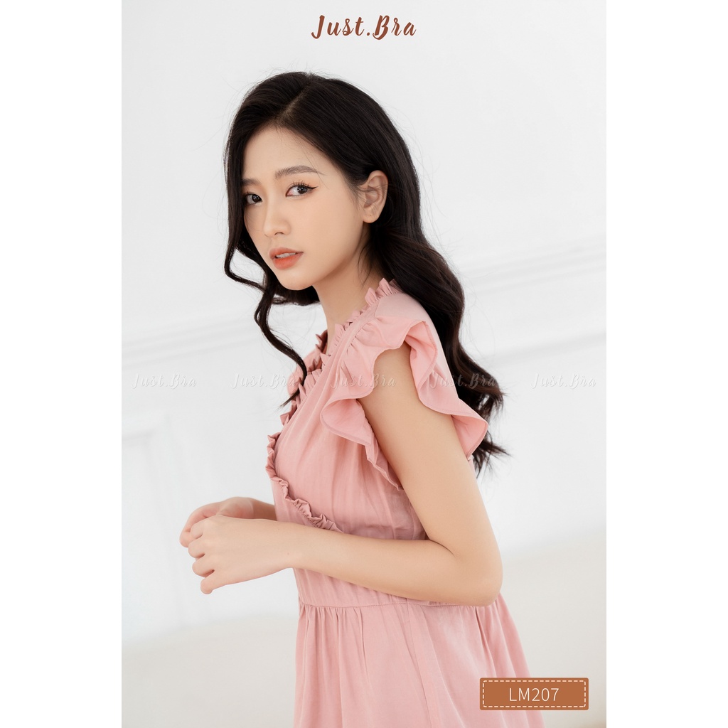 Bộ đồ ngủ nữ Just Bra chất liệu thô lụa, thiết kế viền bèo tiểu thư xinh xắn LM207
