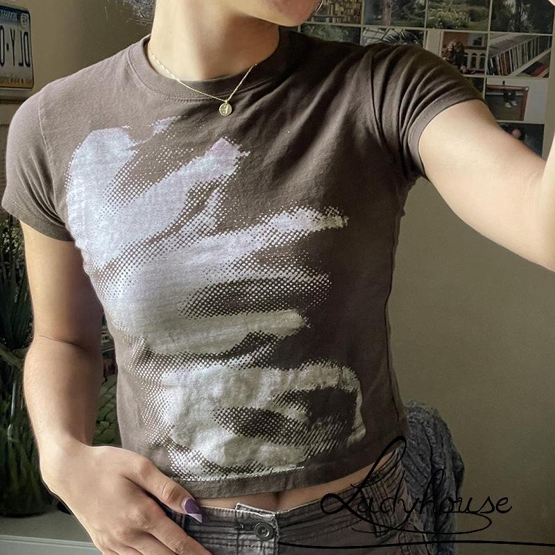 Áo Thun Ngắn Tay In Họa Tiết Phong Cách Harajuku Cổ Điển Dành Cho Nữ