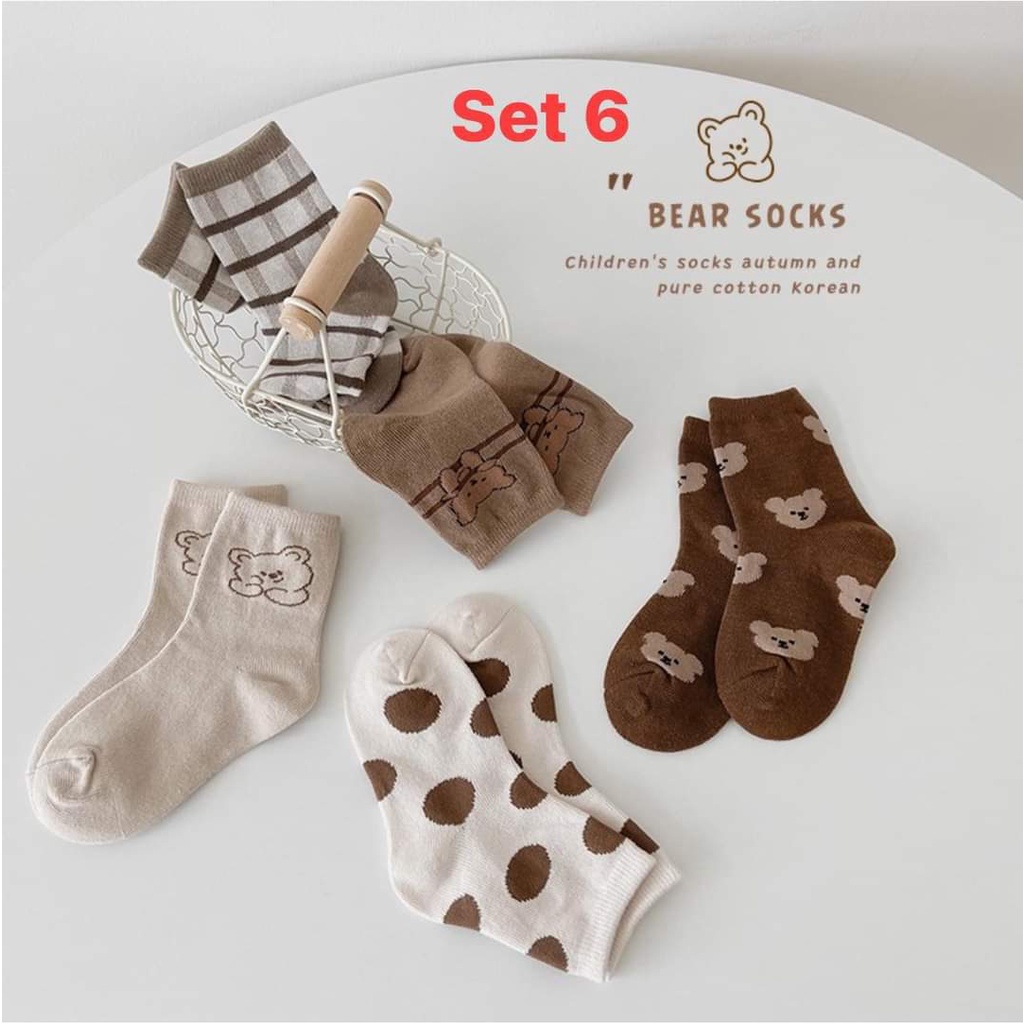 Set 5 đôi tất made in Korea giữ nhiệt ấm áp hoạ tiết đáng yêu cho bé từ 1,2,3,4,5,6,7,8 tuổi thời trang trẻ em BABYKOREA