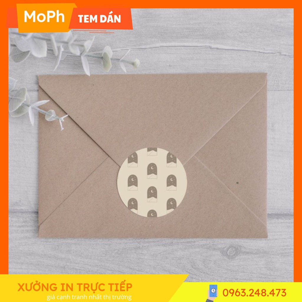 Tem Tròn Nhãn Dán Vòm Mặt Trăng Có Sẵn Tem Dán Phong Cách Boho Nhãn Dán Phong Bì Đường Kính 3cm Xưởng In MoPh Giá Xưởng