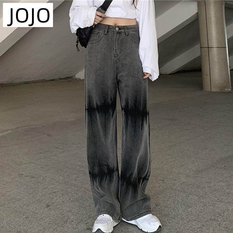 Quần Jean Nữ Lưng Cao Dáng Rộng Phong Cách Harajuku Đường Phố Mới