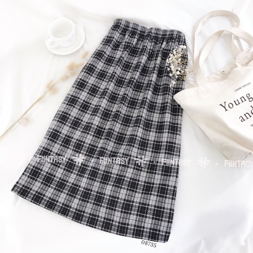 Chân váy dài kẻ caro Đen/Nâu - Made by Fiin | BigBuy360 - bigbuy360.vn