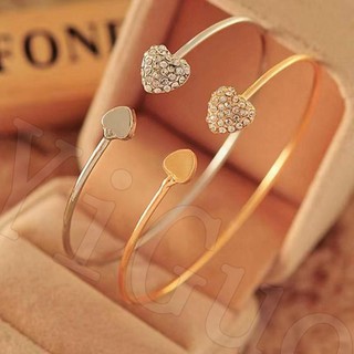 Vòng Tay Hợp Kim Đính Đá Hình Tim Xinh Xắn