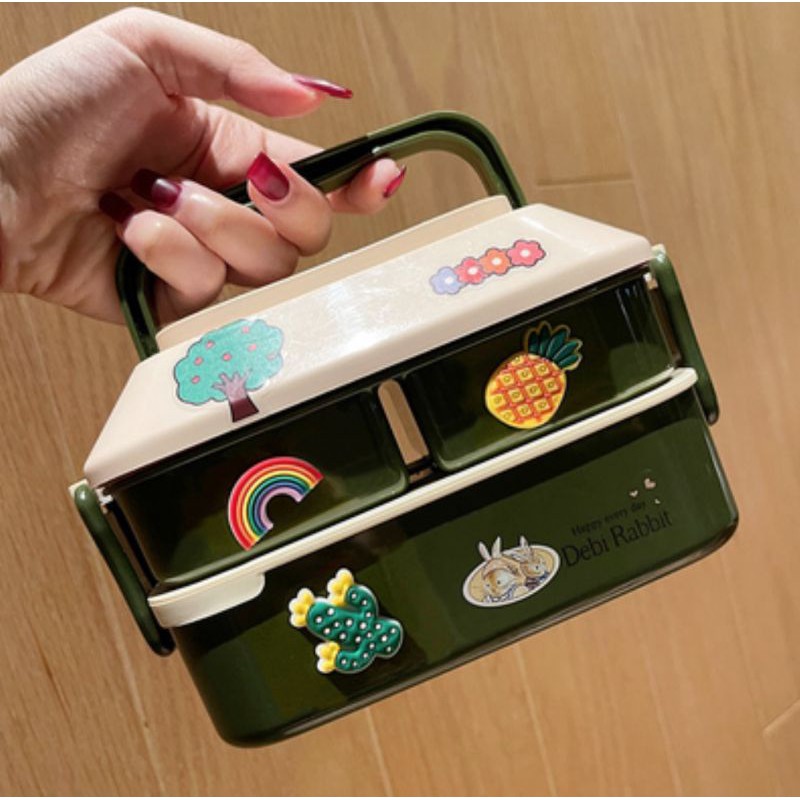 Hôp cơm trưa văn phòng kiểu Nhật đáng yêu cặp lồng chia ngăn lunch box sinh viên đồ dùng bếp vintage decor lenhome