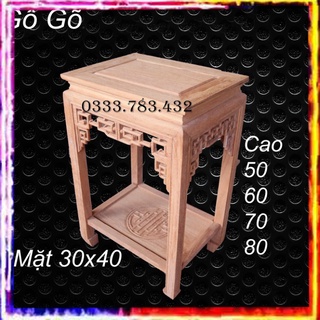 Đôn chiện chữ nhật phòng khách gỗ gụ mặt 30x40