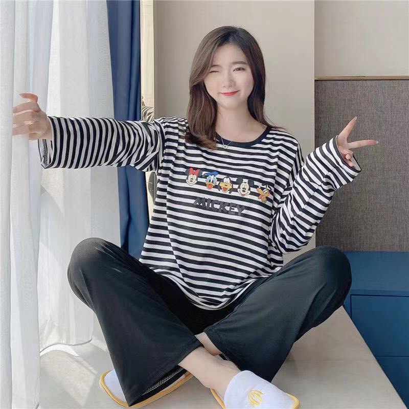 Đồ bộ tay dài quần dài, pijama họa tiết hoạt hình dễ thương, đồ mặc ở nhà Quảng Châu, Ship Hoả Tốc 30’