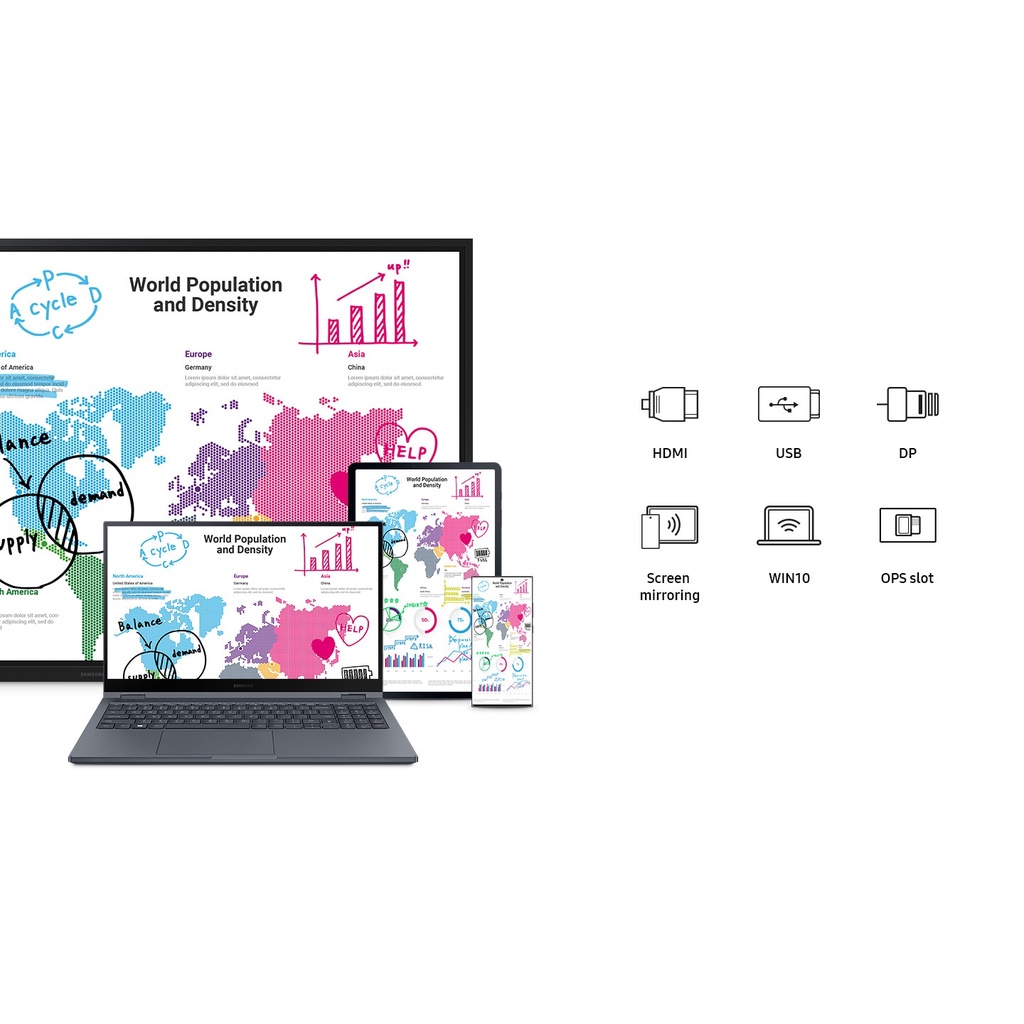 Bảng tương tác Samsung Flip 3 / Màn hình tương tác Flip 3 75 inch LH75WMAWLGCXXV